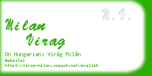milan virag business card